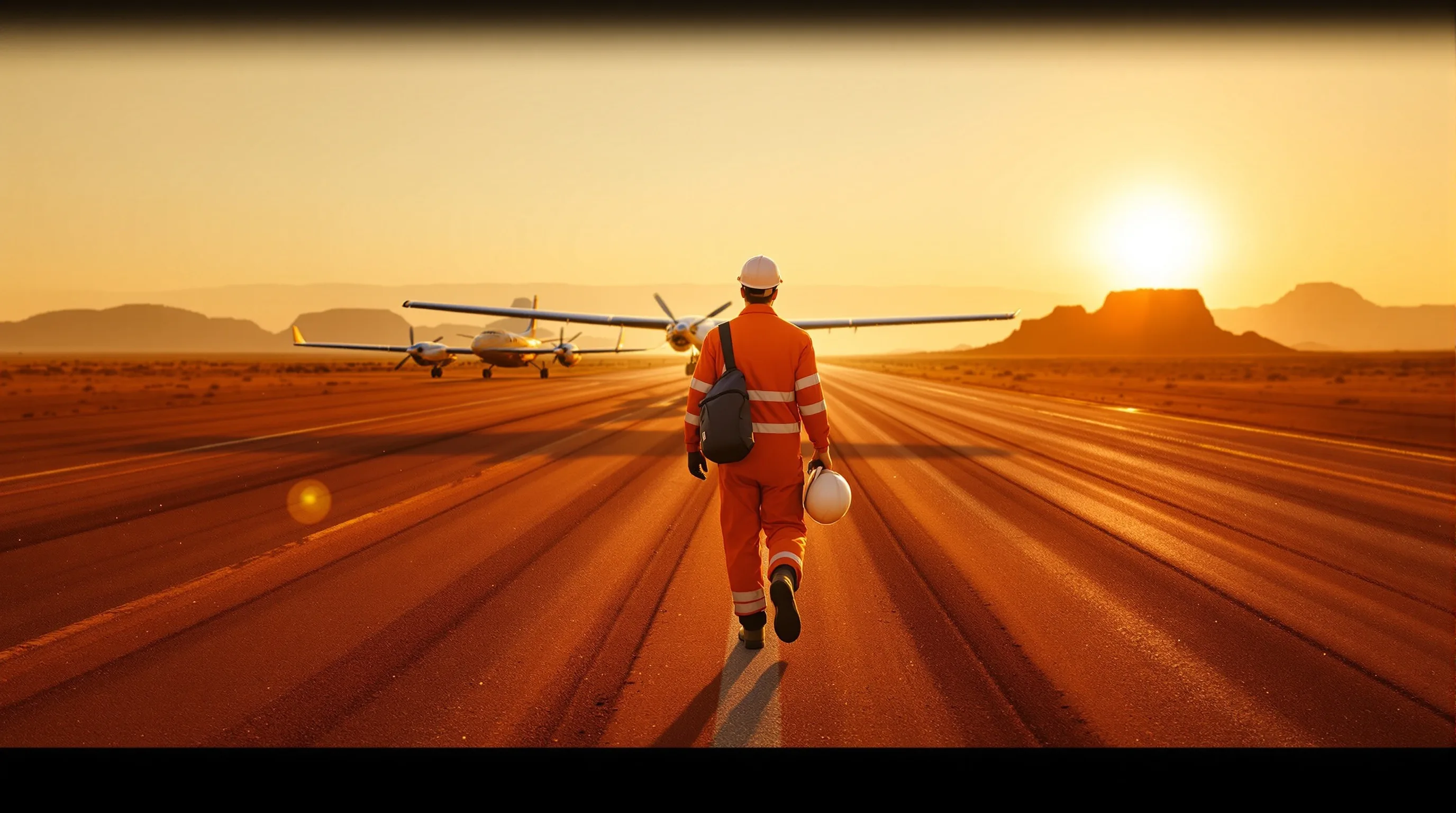 FIFO worker arriving at a Pilbara airstrip at dawn for the start of a new swing